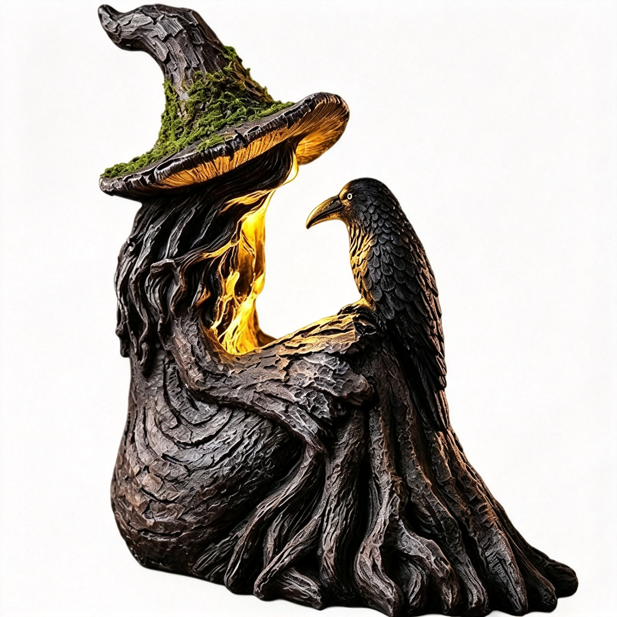 Light-Up Witch & Crow Figurine