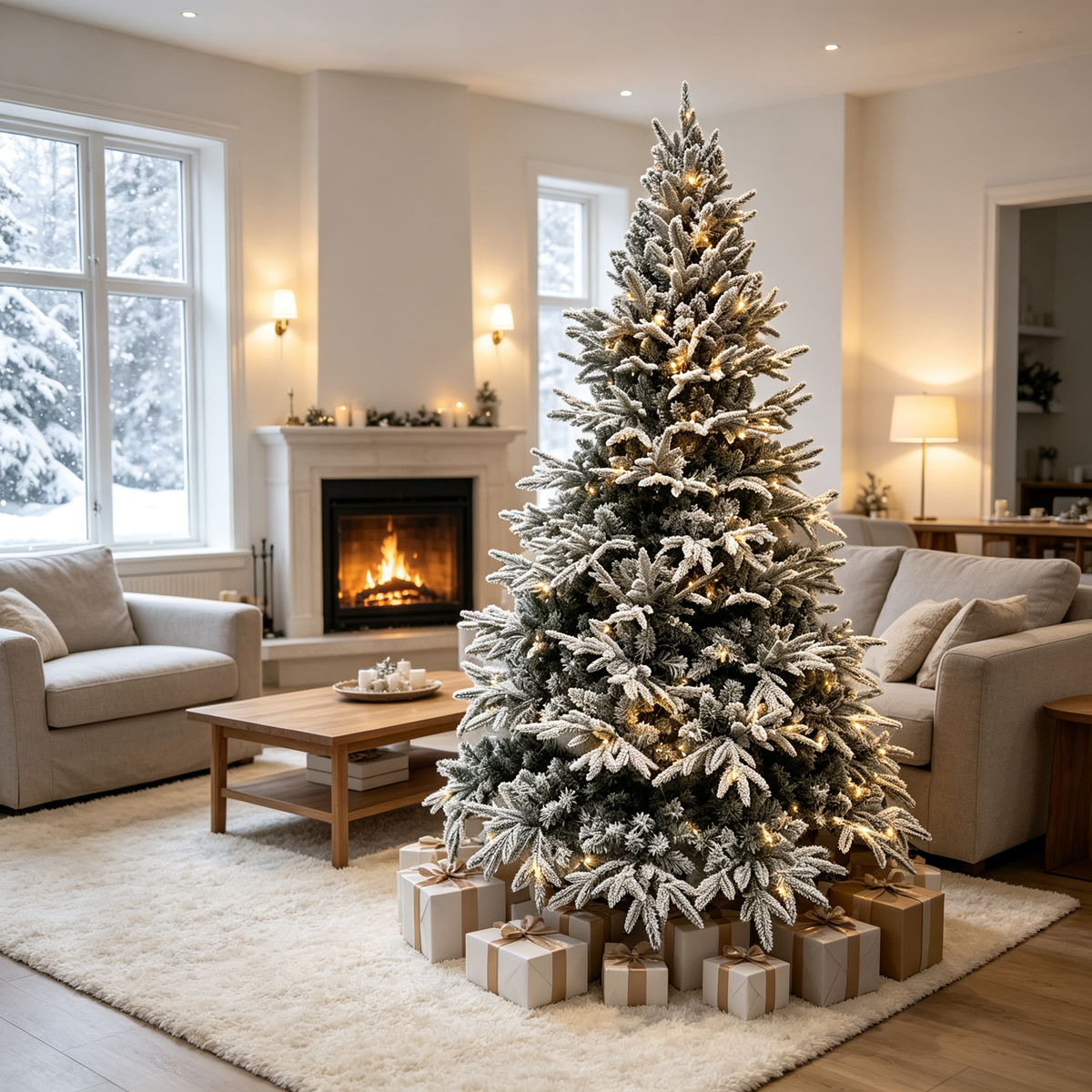 Snow Flocked Christmas Tree