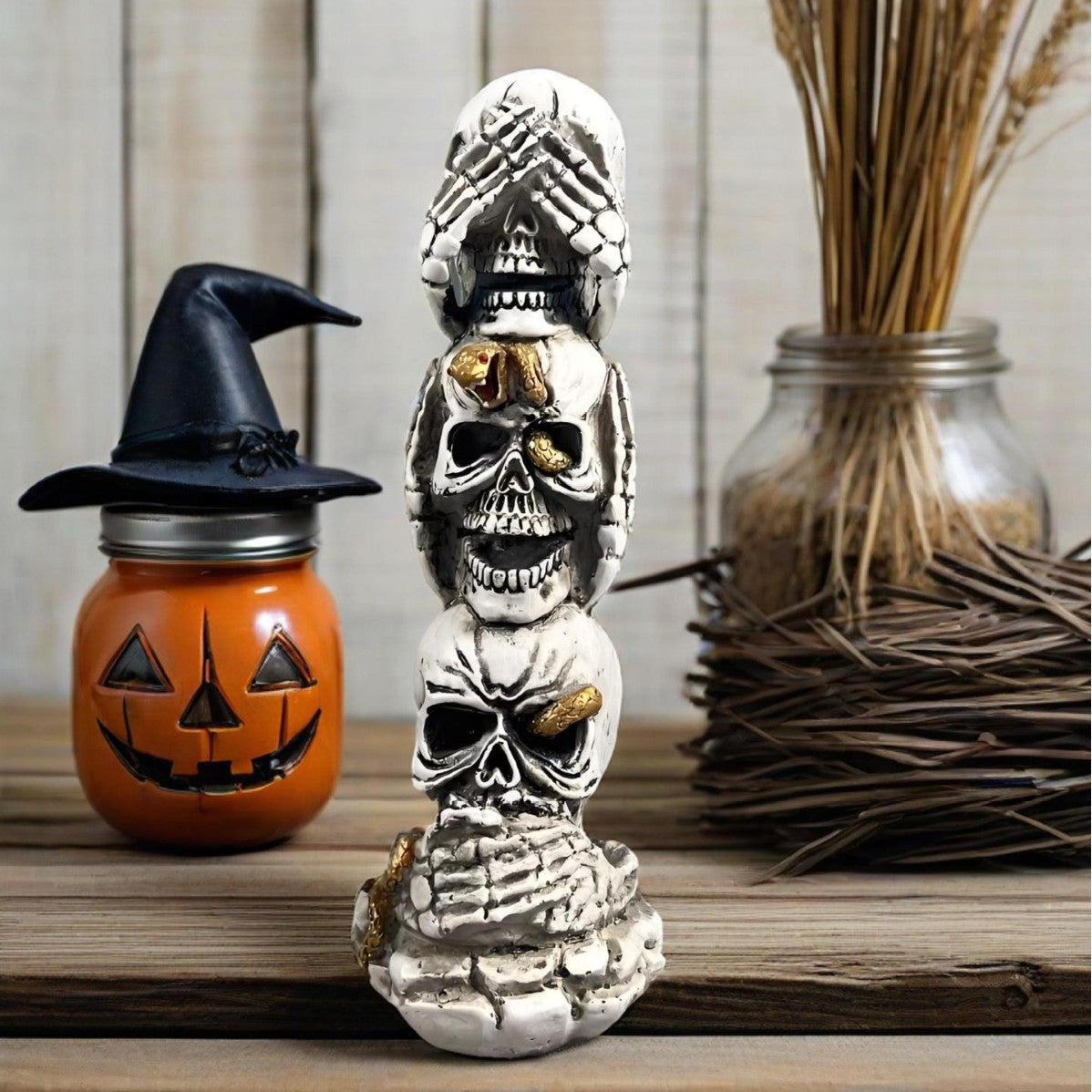 Three Wise Skulls Figurine