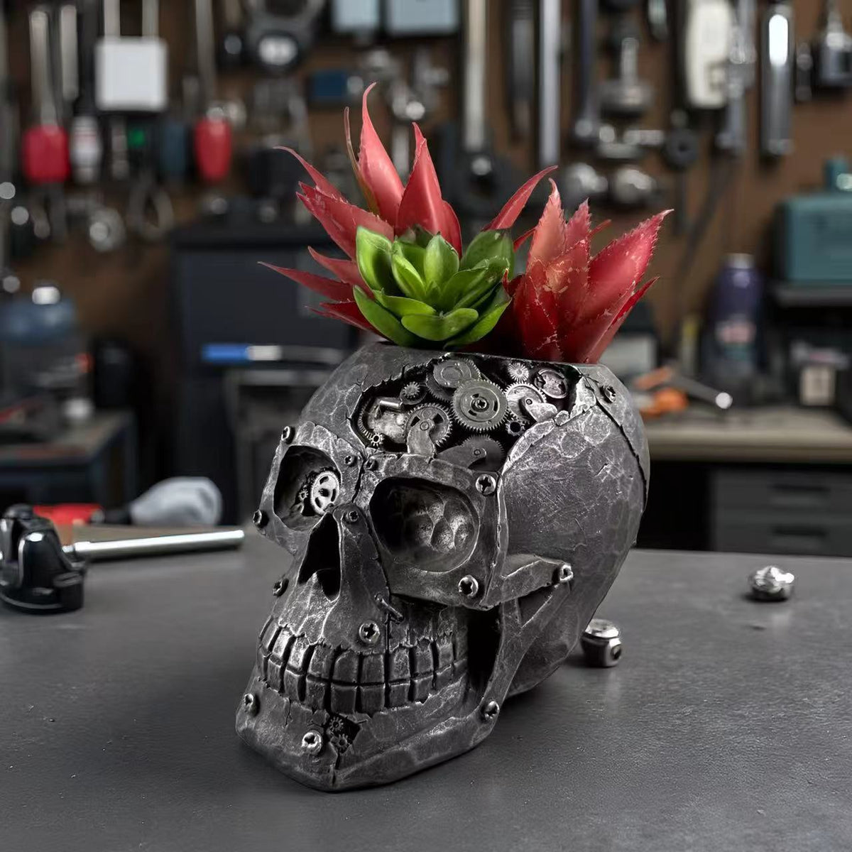 Mechanical Skull Planter /Pen Holder