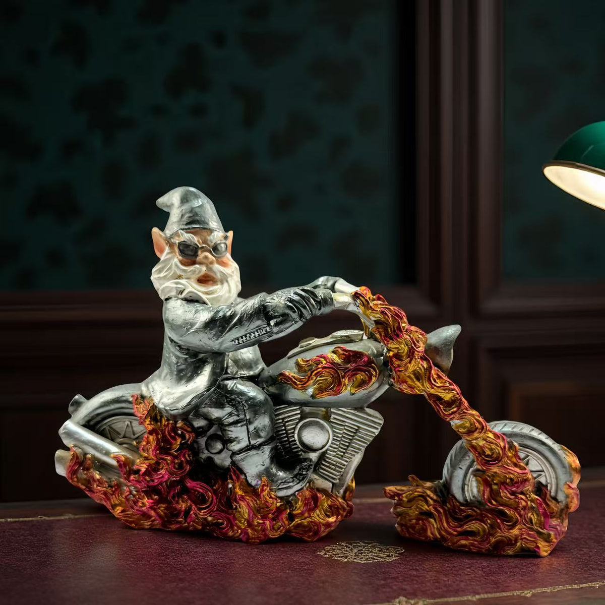 Flame Motorcycle Rider Statue