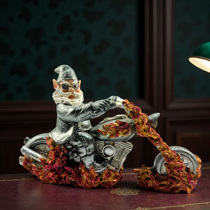 Flame Motorcycle Rider Statue