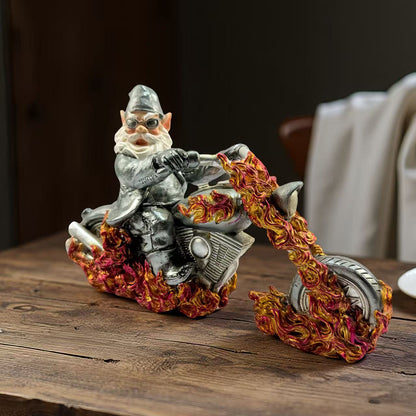 Flame Motorcycle Rider Statue